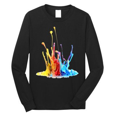 Cool Design Paint Splatter Graphic Long Sleeve Shirt