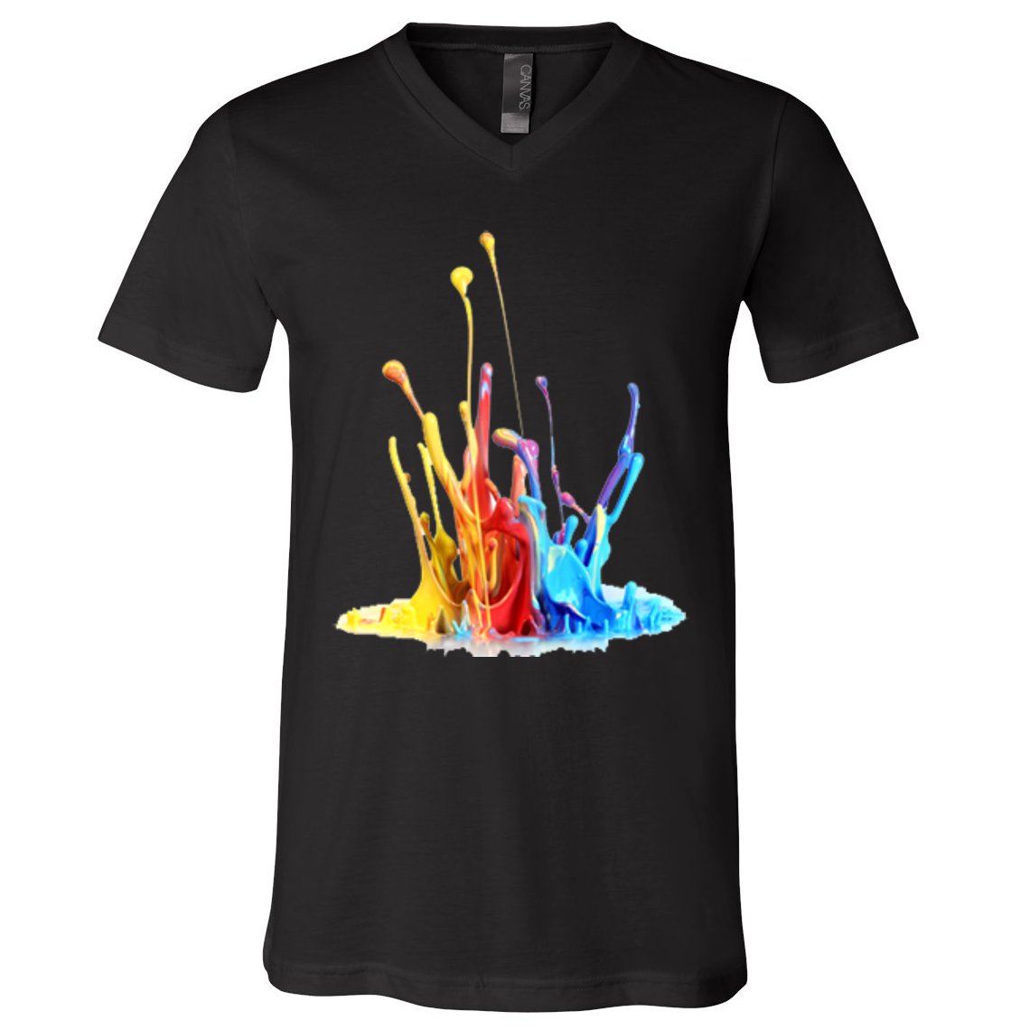 Cool Design Paint Splatter Graphic V-Neck T-Shirt
