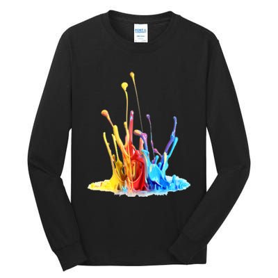 Cool Design Paint Splatter Graphic Tall Long Sleeve T-Shirt