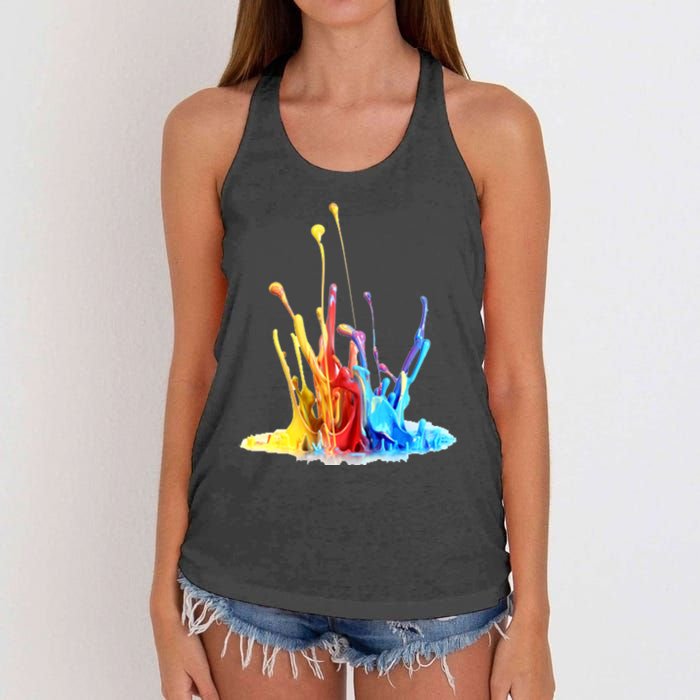 Cool Design Paint Splatter Graphic Women's Knotted Racerback Tank