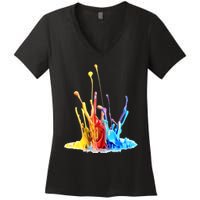 Cool Design Paint Splatter Graphic Women's V-Neck T-Shirt