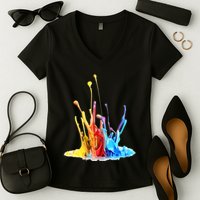 Cool Design Paint Splatter Graphic Women's V-Neck T-Shirt