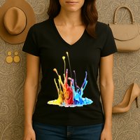 Cool Design Paint Splatter Graphic Women's V-Neck T-Shirt