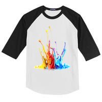 Cool Design Paint Splatter Graphic Kids Colorblock Raglan Jersey