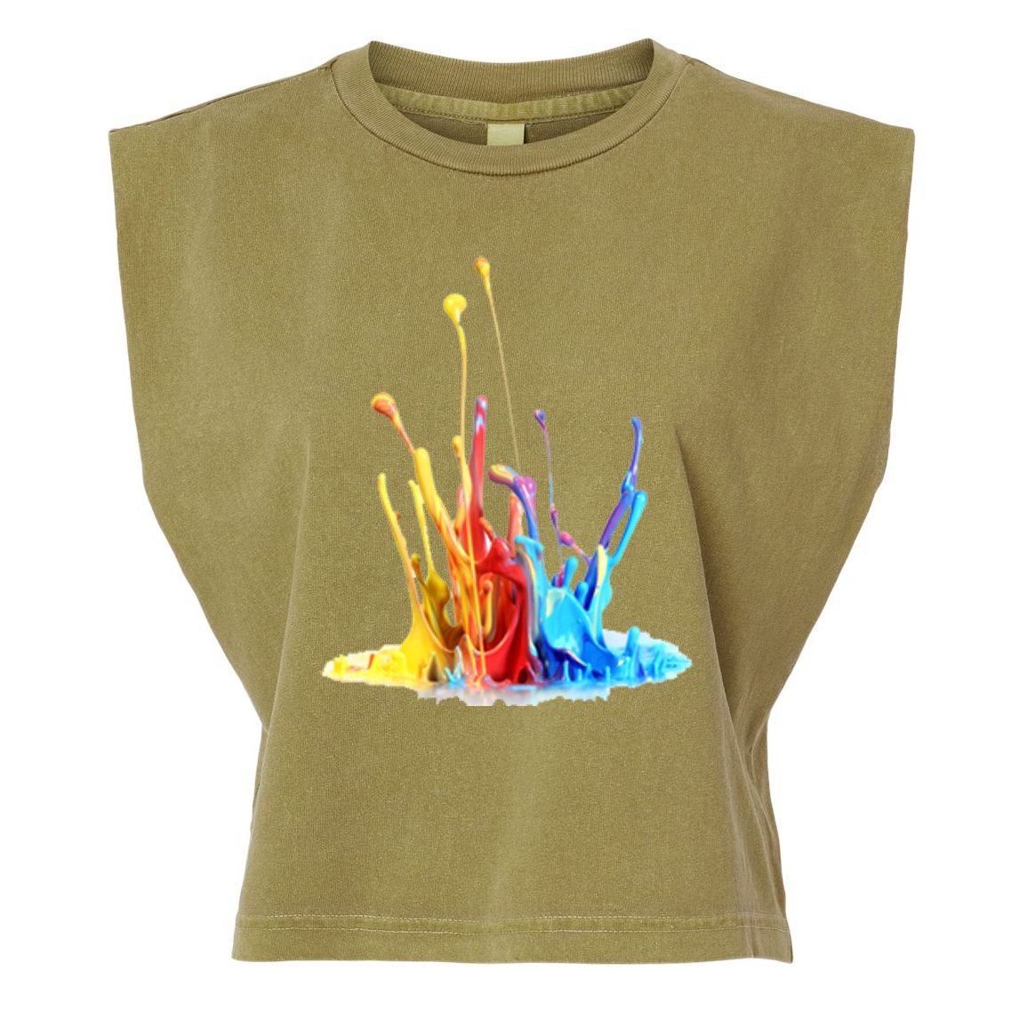 Cool Design Paint Splatter Graphic Garment-Dyed Women's Muscle Tee