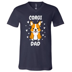 Corgi Dad Papa Daddy Pa Father For Father’s Day Pembroke V-Neck T-Shirt