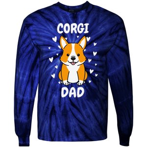 Corgi Dad Papa Daddy Pa Father For Father’s Day Pembroke Tie-Dye Long Sleeve Shirt