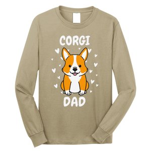 Corgi Dad Papa Daddy Pa Father For Father’s Day Pembroke Long Sleeve Shirt