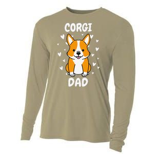 Corgi Dad Papa Daddy Pa Father For Father’s Day Pembroke Cooling Performance Long Sleeve Crew