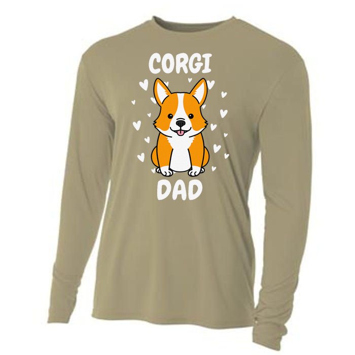 Corgi Dad Papa Daddy Pa Father For Father’s Day Pembroke Cooling Performance Long Sleeve Crew