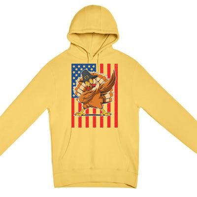 Cool Dabbing Pilgrim Turkey American Thanksgiving Gift Premium Pullover Hoodie