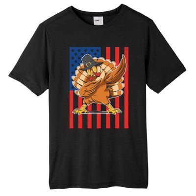 Cool Dabbing Pilgrim Turkey American Thanksgiving Gift Tall Fusion ChromaSoft Performance T-Shirt