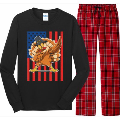 Cool Dabbing Pilgrim Turkey American Thanksgiving Gift Long Sleeve Pajama Set