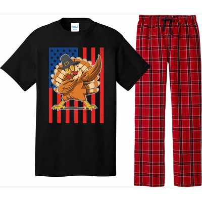 Cool Dabbing Pilgrim Turkey American Thanksgiving Gift Pajama Set