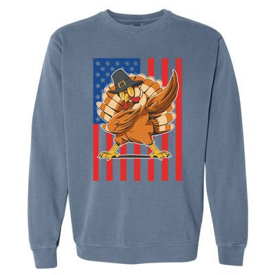 Cool Dabbing Pilgrim Turkey American Thanksgiving Gift Garment-Dyed Sweatshirt