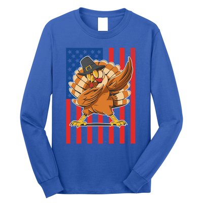 Cool Dabbing Pilgrim Turkey American Thanksgiving Gift Long Sleeve Shirt