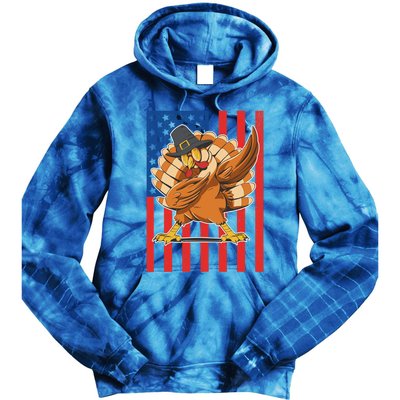 Cool Dabbing Pilgrim Turkey American Thanksgiving Gift Tie Dye Hoodie