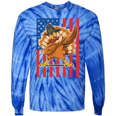 Cool Dabbing Pilgrim Turkey American Thanksgiving Gift Tie-Dye Long Sleeve Shirt