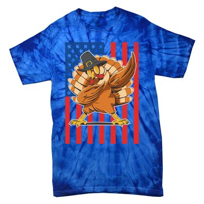 Cool Dabbing Pilgrim Turkey American Thanksgiving Gift Tie-Dye T-Shirt