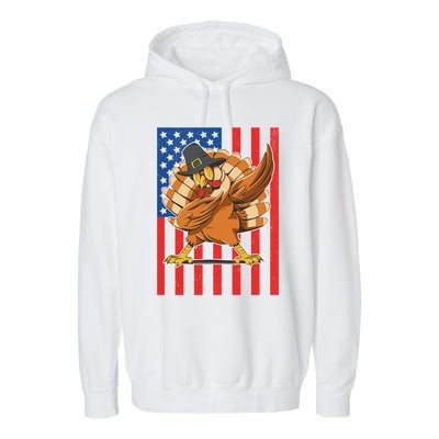 Cool Dabbing Pilgrim Turkey American Thanksgiving Gift Garment-Dyed Fleece Hoodie