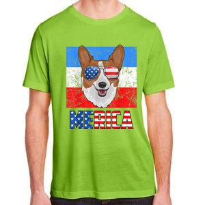 Corgi Dog Patriotic USA 4th Of July American Flag Merica Adult ChromaSoft Performance T-Shirt