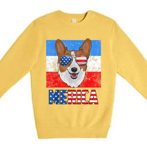 Corgi Dog Patriotic USA 4th Of July American Flag Merica Premium Crewneck Sweatshirt