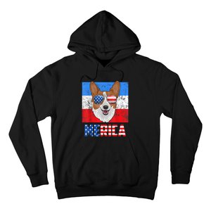 Corgi Dog Patriotic USA 4th Of July American Flag Merica Hoodie