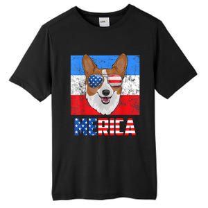 Corgi Dog Patriotic USA 4th Of July American Flag Merica Tall Fusion ChromaSoft Performance T-Shirt