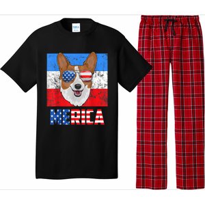 Corgi Dog Patriotic USA 4th Of July American Flag Merica Pajama Set