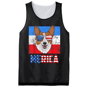 Corgi Dog Patriotic USA 4th Of July American Flag Merica Mesh Reversible Basketball Jersey Tank