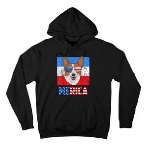 Corgi Dog Patriotic USA 4th Of July American Flag Merica Tall Hoodie