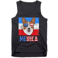 Corgi Dog Patriotic USA 4th Of July American Flag Merica Tank Top