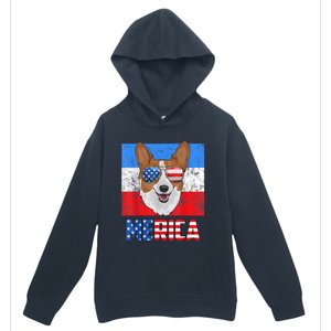 Corgi Dog Patriotic USA 4th Of July American Flag Merica Urban Pullover Hoodie