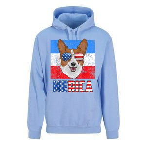 Corgi Dog Patriotic USA 4th Of July American Flag Merica Unisex Surf Hoodie