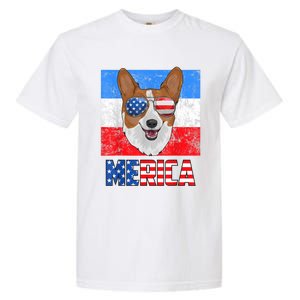 Corgi Dog Patriotic USA 4th Of July American Flag Merica Garment-Dyed Heavyweight T-Shirt