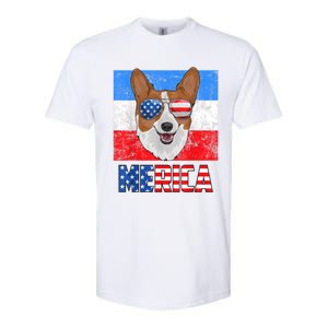 Corgi Dog Patriotic USA 4th Of July American Flag Merica Softstyle CVC T-Shirt