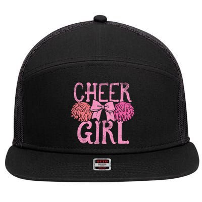 Cheer Dance Pom Pom Cheerleader Cheerleading Gift 7 Panel Mesh Trucker Snapback Hat