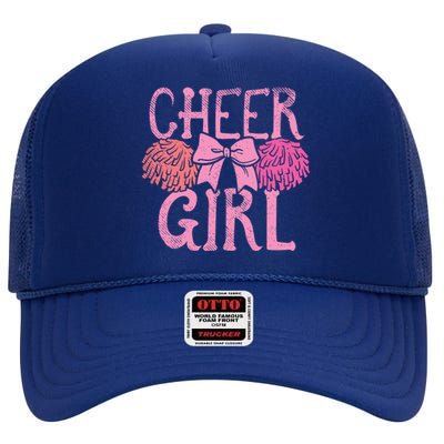 Cheer Dance Pom Pom Cheerleader Cheerleading Gift High Crown Mesh Back Trucker Hat