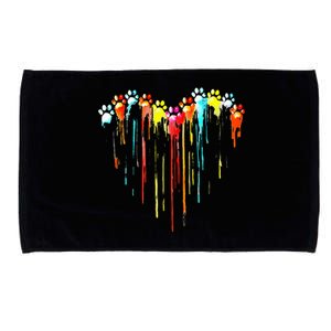 Colorful Dog Paw Heart Microfiber Hand Towel