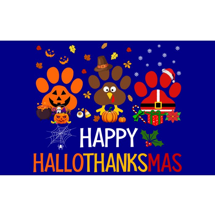 Cat Dog Paw Print Happy Hallothanksmas Halloween Christmas Funny Gift Bumper Sticker