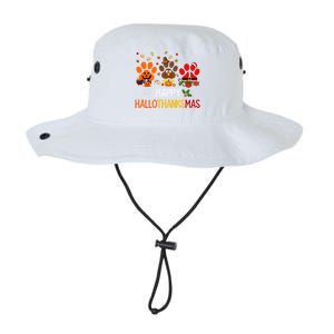 Cat Dog Paw Print Happy Hallothanksmas Halloween Christmas Funny Gift Legacy Cool Fit Booney Bucket Hat