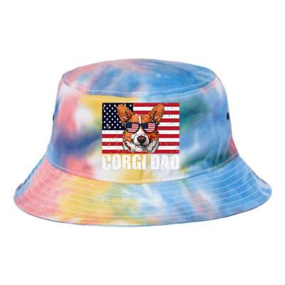 Corgi Dad Pembroke Welsh Corgi Us Flag Dog Lover Tie Dye Newport Bucket Hat