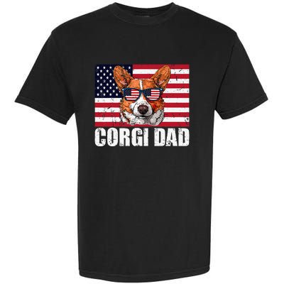 Corgi Dad Pembroke Welsh Corgi Us Flag Dog Lover Garment-Dyed Heavyweight T-Shirt