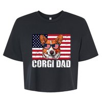 Corgi Dad Pembroke Welsh Corgi Us Flag Dog Lover Bella+Canvas Jersey Crop Tee