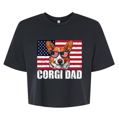 Corgi Dad Pembroke Welsh Corgi Us Flag Dog Lover Bella+Canvas Jersey Crop Tee