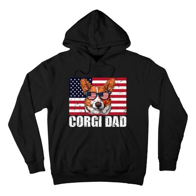 Corgi Dad Pembroke Welsh Corgi Us Flag Dog Lover Hoodie