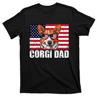 Corgi Dad Pembroke Welsh Corgi Us Flag Dog Lover T-Shirt