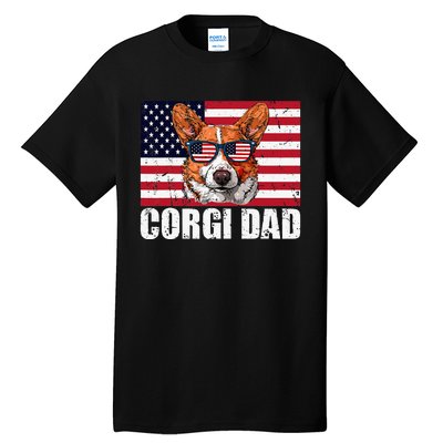 Corgi Dad Pembroke Welsh Corgi Us Flag Dog Lover Tall T-Shirt