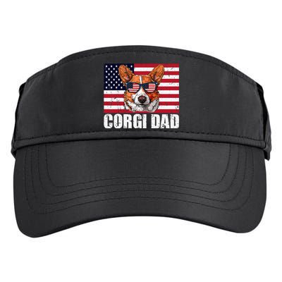 Corgi Dad Pembroke Welsh Corgi Us Flag Dog Lover Adult Drive Performance Visor