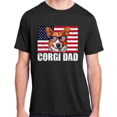 Corgi Dad Pembroke Welsh Corgi Us Flag Dog Lover Adult ChromaSoft Performance T-Shirt